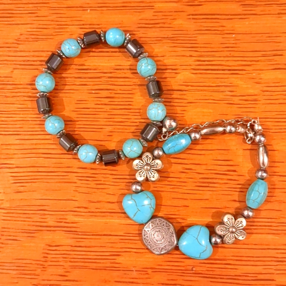 Bundle of Two Turquoise and Silver Bracelets